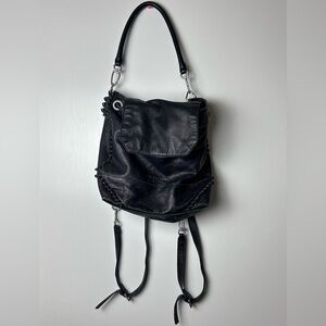 Liebeskind Berlin Black Leather Rucksack/hand Bag 2 Way Cinch Closure EUC!!